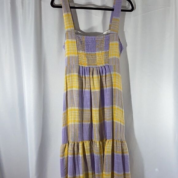 URBAN OUTFITTERS PLAID PURPLE & YELLOW MAXI DRESS - Picture 9 of 10